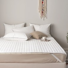 gBEDDING 素色高密度100支棉絎縫薄墊, 白色