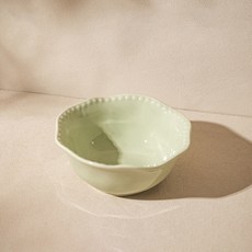 다파랑 파스텔 진주 테두리 도자기 요거트 시리얼볼 HJ1387, 그린, 1개