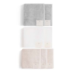 VORYHOME 超細纖維擦手毛巾 7入, 暖象牙色、淺灰色、自然白, 1套