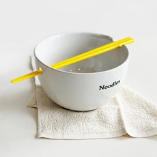American Road 麵條刻紋大容量拉麵碗 + 筷子組 RK2232, 黃色, 1套