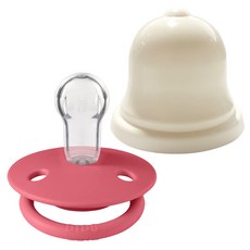 BIBS 디럭스 실리콘 공갈젖꼭지 + 실리벨 케이스, 신생아~36개월, 11 코랄, 1세트