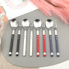 Bogen 方形索倫甜點餐具4人組, 1套, 黑色, 白色, 紅寶石色, 藍寶石色, 甜點叉 4p + 甜點匙 4p