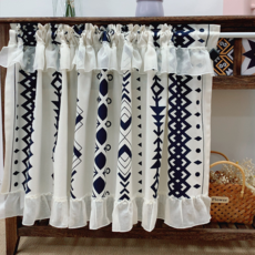 Sodam Mall 高級廚房窗簾, 藍色