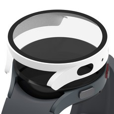 rorentech 智慧手錶 手錶殼 全包覆 螢幕保護 鋼化玻璃膜 套組, 白色, 1套