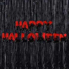 萬聖節流蘇門簾裝飾, 黑色, 4個