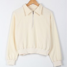 빼빼 여성용 카라넥 세미크롭 맨투맨 티셔츠