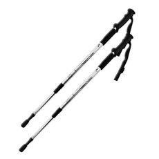 Elliving Duralumin 3 級輕質登山杖減震型 2 件裝, 銀