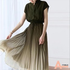 아뗄릭 캡소매 그라데이션 플리츠 쉬폰 원피스 00220 빅사이즈 포함