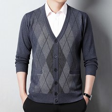 男士DM菱格紋圖案開襟衫