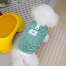 DING DONG PET 寵物胸背帶毛衣刷毛T恤, 綠色, 1個