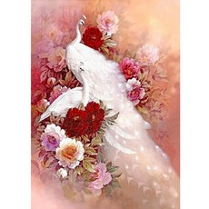 daysoy 美麗自然 十字繡鑽石畫 DIY套件 30 x 40 cm, 06 孔雀花, 1套