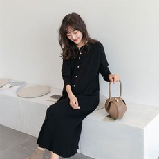 스트라이프핏 니트 임산부 원피스