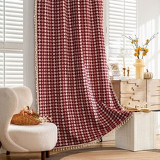 지앤와이 아가일체크 패턴 태슬 가리개 커튼 아일렛형