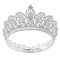 Lunaglam 花卉造型圓環自助婚禮裝飾頭冠 WC827, 1個, 銀白色