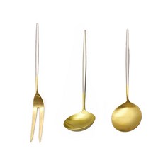 Table Art Abella 啞光兩色迷你鋼包 + 烹飪勺 + 叉子套組, 金色 銀色