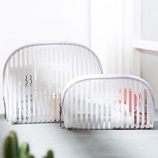 純條紋防水洗臉化妝包 2件組