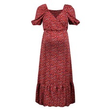 碎花短袖哺乳連身裙