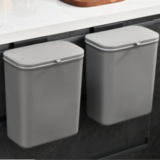 Bomari滑動開蓋掛式垃圾桶, 灰色, 2個