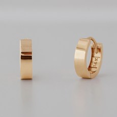 Monoliz 女性用 14K 平面 易扣式 環形耳環 10mm