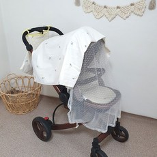 碎花刺繡嬰兒推車遮陽簾, 混色, 1入