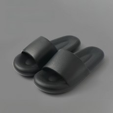 아로무드 발볼 넓은 거실 층간소음 구름 슬리퍼, 블랙, 1개