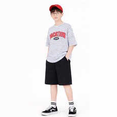 나나주니 라운드넥 상의 + 와이드 5부 바지 세트