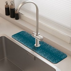 Daysoy 硅藻土浴室廚房現代風水龍頭墊 38 x 13.8 cm, 06 藍色圓點, 1個
