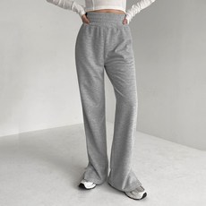 플랜데이 여성용 와이드 허리밴딩 밑단트임 트레이닝 팬츠 롱