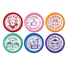 comet 基本款 教師鼓勵印章 6款組, 紅色、粉紅色、橘色、薄荷色、藍色、紫色, 1組