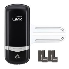 Link 글라스2 유리문 전용 보조키 손잡이 없음 도어락 + 카드키 4p