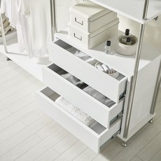 스칸디무드 노아르 미드센츄리 드레스룸 3단 서랍장 1600 방문설치, 화이트