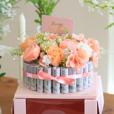 센트바스켓 조화 퓨어가든 플라워 용돈케이크 머니캡타입, 코랄, 1개