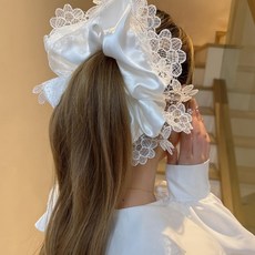 VIVIMUA 法式大蕾絲緞面大型髮圈 HR1340