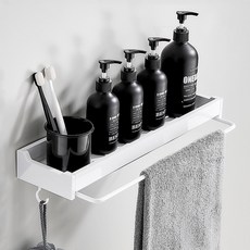 MONACO OLIVE Metal Line 現代鋼製毛巾桿層架 40 + 免釘膠套組, 白色, 1套