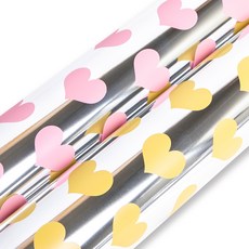 좋은기븐 순수하트 메탈롤 포장지 2종 세트, 핑크, 옐로우, 1세트