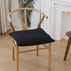 FORHOME 手工摩卡亞麻方形坐墊 含棉芯, 墨黑色