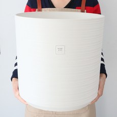 MORIANN Tranz 條紋圓形塑膠花盆 246W, 白色, 1個