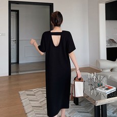 유니제이 레몬소울 루루 백 뷰 트임 반팔 롱 원피스 빅사이즈 포함