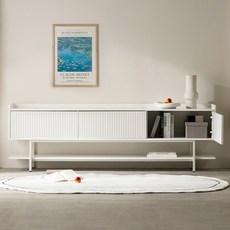 웰퍼니쳐 아띠 템바보드 거실장 도어 방문설치, 화이트 + 화이트