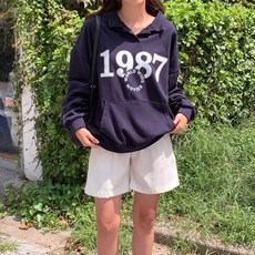 린다샵 여성용 글리베 1987 프린팅 포켓 오버핏 카라 맨투맨 cpt15687k48