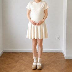 I CAN SIMPLE 柔軟圓點搖擺日常孕婦連身裙