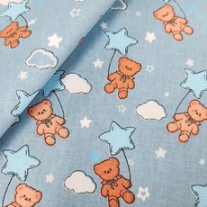 Leuhome 寬幅 20支棉布料, 小熊藍色, 1個