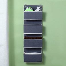 JENTEULHANHYEONGJEDEUL 布料門後角落多功能壁掛式小物收納袋 4層, 灰色, 1個