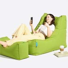 폴리몰리 607P 1인용 대형 빈백 + 풋스툴 세트, 애플 그린