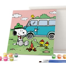 iLovePainting Peanuts DIY數字油畫 25x25cm 露營史努比, 1個