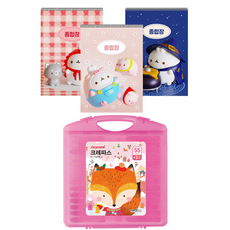 monAmi Molang綜合練習本3款 + 女孩用55色蠟筆套組, 隨機出貨(綜合練習本), 1套