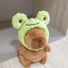 아이끌레 스타일 카피바라 봉제인형 키링, 12cm, 10 개구리모자, 1개
