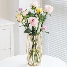 框架立體玻璃花瓶, 金色