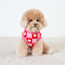 AMYLOVESPET 狗狗VA愛心格紋針織背心, 粉紅色