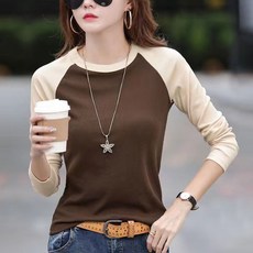 女款 Heatentech 拼色圓領長袖 T恤